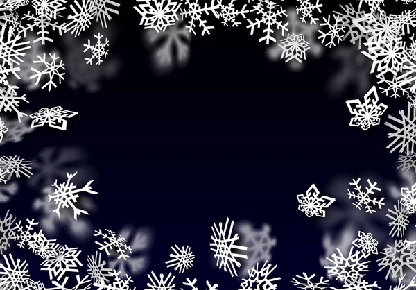 降雪的背景 大雪花飘落的透明雪地 — 图库矢量图片