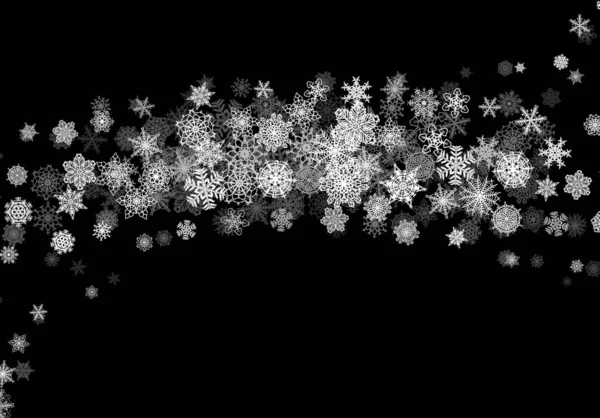 Natale Neve Sfondo Stagionale Con Fiocchi Neve Sparsi Che Cadono — Vettoriale Stock