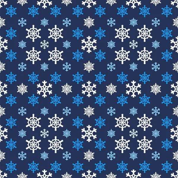 Christmas Snowflakes Seamless Pattern Geometric Tiled Grid Beautiful Snow Ornament — Stock Vector