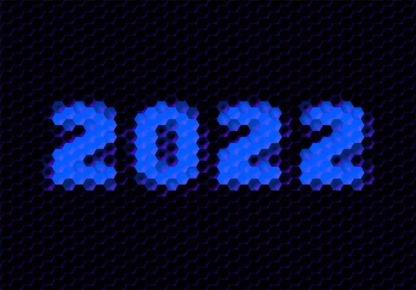 Sinal 2022 Ano Com Grade Pixel Hexadecimal Número Ano Novo — Vetor de Stock