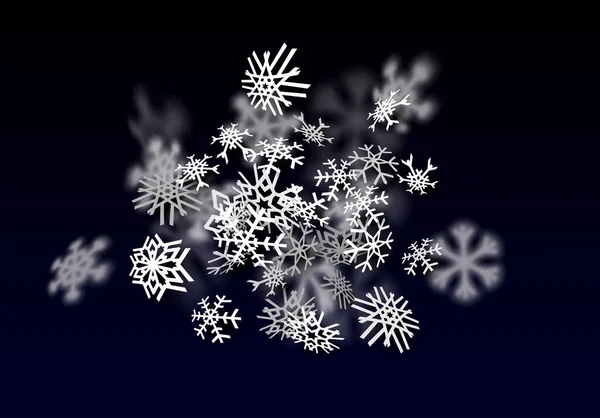 Schneefall Hintergrund Fallender Transparenter Schnee Mit Großen Sich Drehenden Schneeflocken — Stockvektor