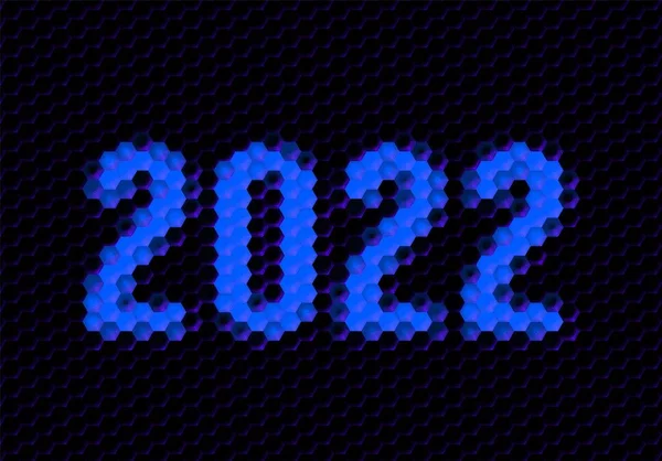 2022年的标志与十六进制像素网格 除夕庆祝卡片或日历的新年编号或数字 — 图库矢量图片