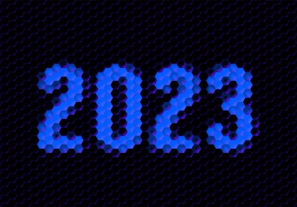 Σημάδι Του Έτους 2023 Δεκαεξαδικό Πλέγμα Pixel Νέο Έτος Αριθμός — Διανυσματικό Αρχείο