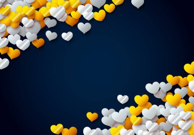 Partnerinize sevgilerinizi gösterdiğiniz için renkli folyo kalplerle dolu Sevgililer Günü kartı, Şubat, 14 ya da düğün davetiyesi