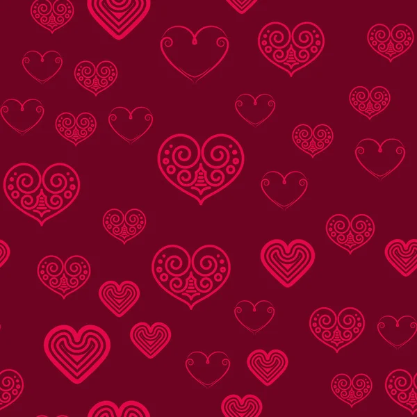 Patrón Sin Costura Del Día San Valentín Con Corazones Rojos — Vector de stock