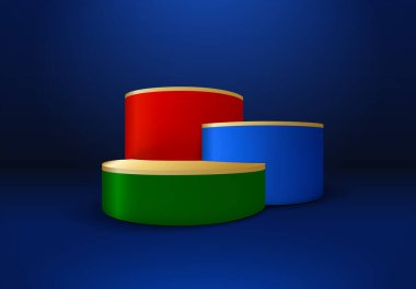 Altın kenarlı renkli spor ödülleri için 3B kaide