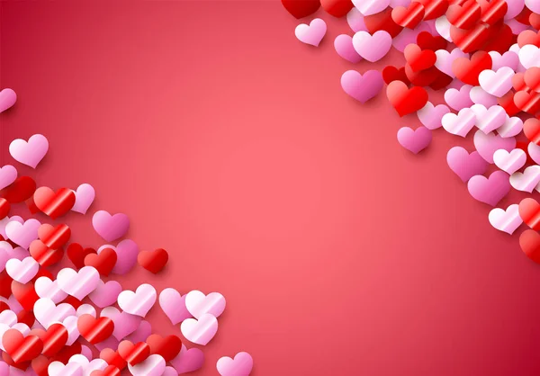 Cartão Dia Dos Namorados Com Corações Coloridos Dispersos Para Mostrar —  Vetores de Stock