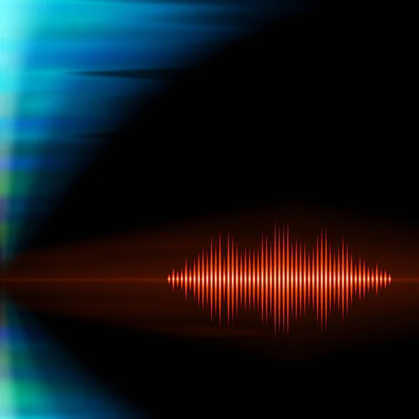 Orange Glänsande Ljud Vågform Med Skarpa Toppar Polarljus Bakgrund — Stock vektor