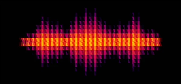 Forma Onda Audio Musicale Rossa Brillante Con Filtro Luce Triangolare — Vettoriale Stock