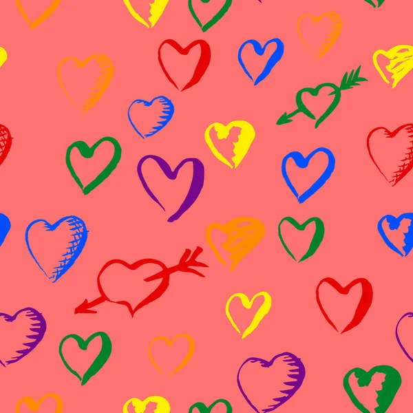 Γκέι Μοτίβο Ουράνιο Τόξο Υπερηφάνεια Χρώμα Καρδιές Για Την Ημέρα — Διανυσματικό Αρχείο