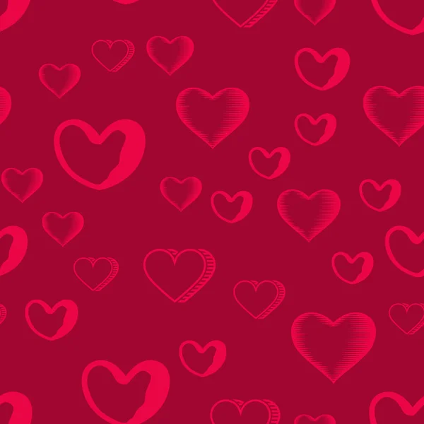 Patrón Sin Costura Del Día San Valentín Con Corazones Rojos — Vector de stock