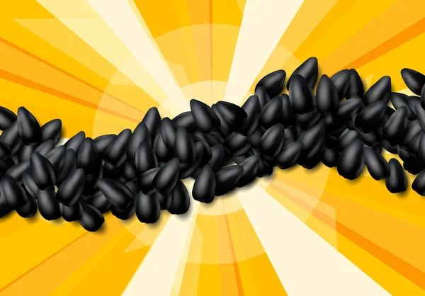 Fond Graines Tournesol Avec Tas Grains Noirs Éparpillés — Image vectorielle