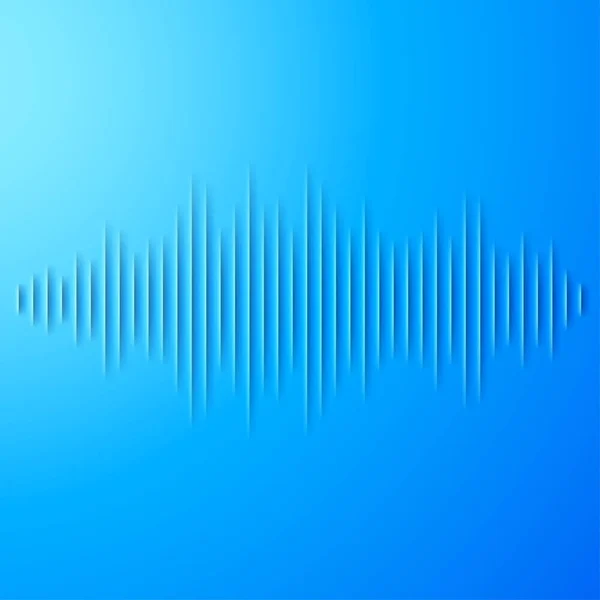 Papier Découpé Signe Forme Onde Sonore Bleue Avec Ombre — Image vectorielle