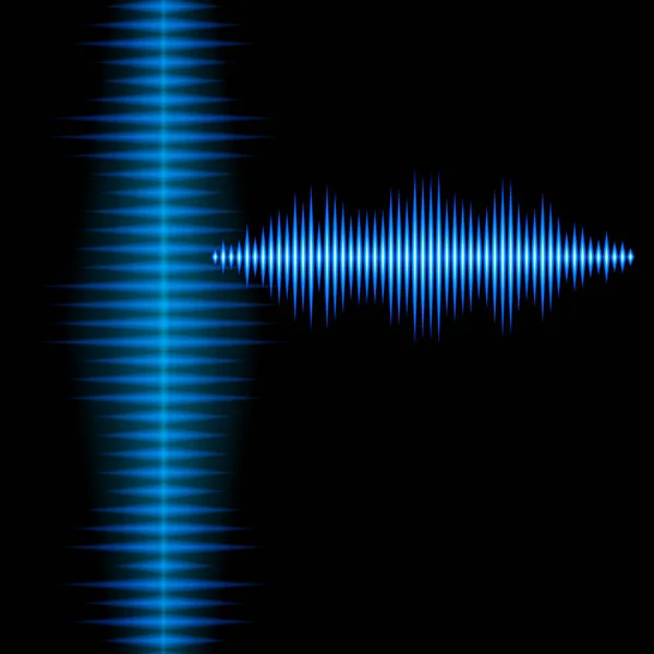 Blå Glänsande Ljud Vågform Bakgrund Med Skarpa Toppar — Stock vektor