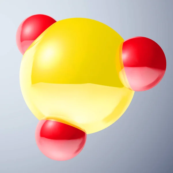 Hochglanz Verbundene Rote Und Gelbe Bälle Molekül Zeichen Mit Reflexionen — Stockvektor