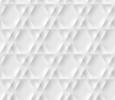 Origami tarzında gölgelerden ve ışıklardan yapılmış altıgen hücreli kusursuz desen. Beyaz arkaplan.
