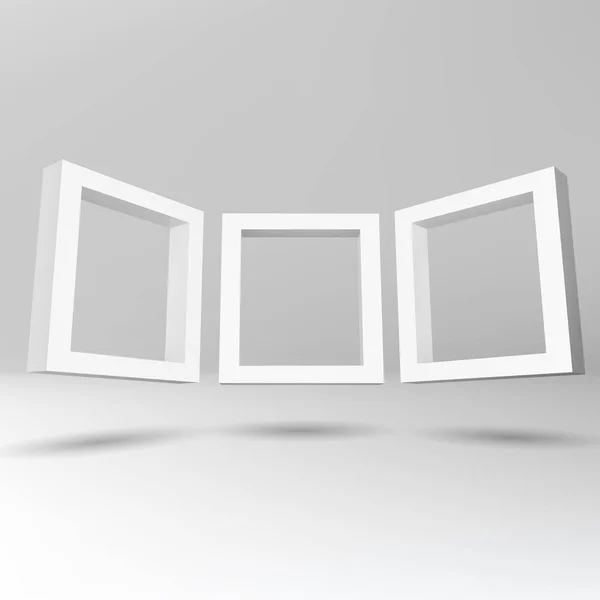Tres Marcos Rectangulares Blancos Para Presentación — Archivo Imágenes Vectoriales