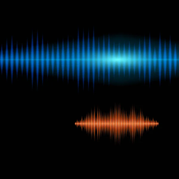 Azul Laranja Brilhante Fundo Forma Onda Som Com Picos Afiados — Vetor de Stock
