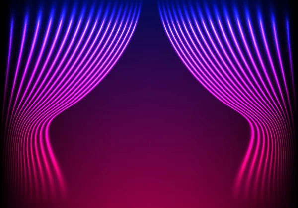 Drapery Futuristické Pozadí Neonovými Liniemi Stylu Let Přivítání Závěsy Obálku — Stockový vektor