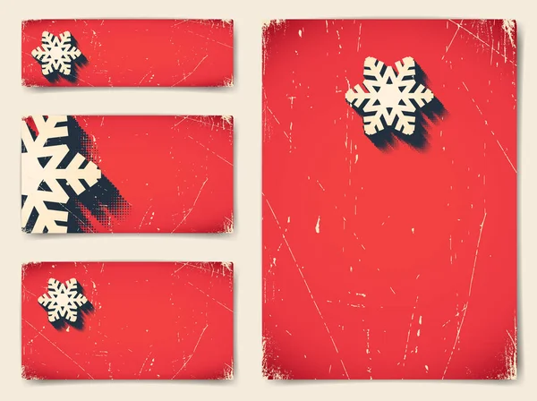 Συλλογή Χριστουγεννιάτικων Πανό Νιφάδες Χιονιού Και Κείμενο — Διανυσματικό Αρχείο