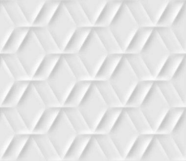 Origami tarzında gölgelerden ve ışıklardan yapılmış altıgen hücreli kusursuz desen. Beyaz arkaplan.