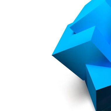 Sağ kenarı üst üste binen gerçekçi 3D mavi küplere sahip soyut arkaplan