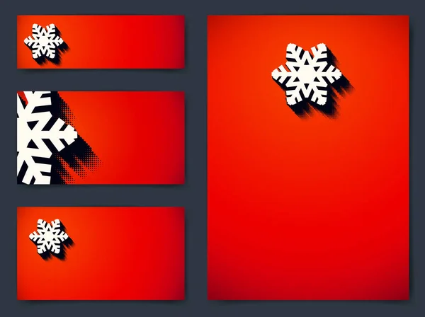Collection Christmas Banners Snowflake Text — Stock Vector