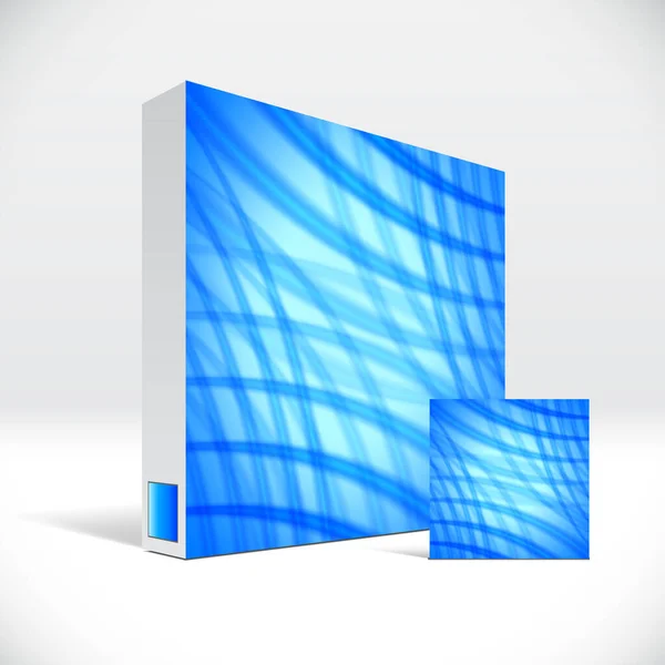 Caja Embalaje Identidad Con Cubierta Líneas Azules Abstractas — Vector de stock