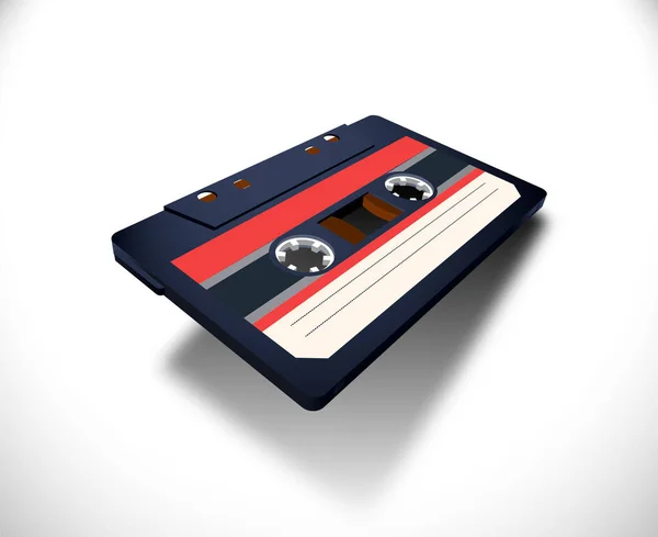 Compacte Cassette Met C60 Tape Perspectief Voor Styled Covers Banners — Stockvector
