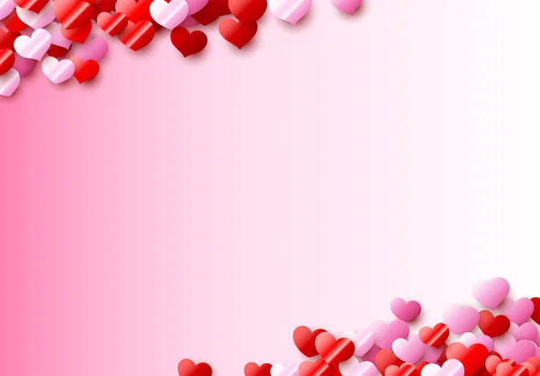 발렌틴 카드에는 배우자에게 사랑을 나타냄으로 하트가 흩어져 일이나 축하를 인사말이나 — 스톡 벡터