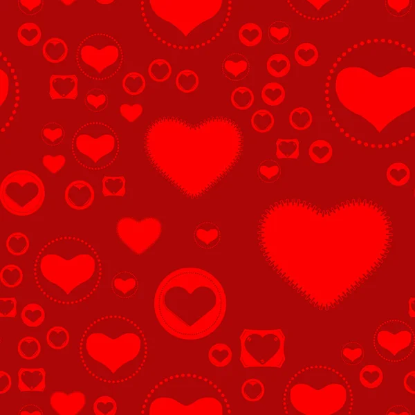 バレンタインデー背景 カードや包装紙のために噴霧赤いハートでシームレスなパターン — ストックベクタ