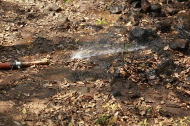 Su tarlalarda borudan dökülüyor.