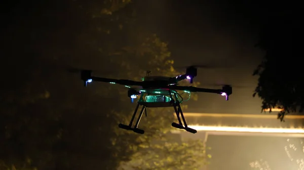 Drone Aéreo Com Uma Noite Câmera Ação — Fotografia de Stock