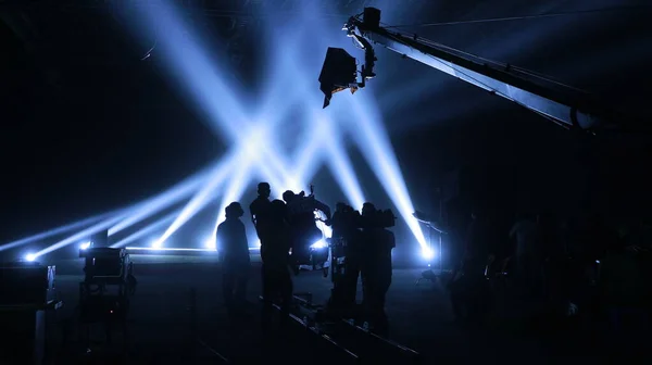 Silueta Equipo Cine Noche — Foto de Stock