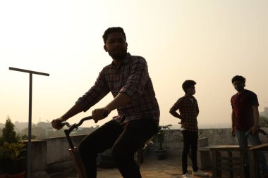 Silhouette of Engineering Students at practical Hyderabad India March 5th 2022