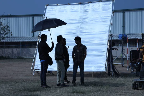 Silhouette Équipe Tournage Travail — Photo