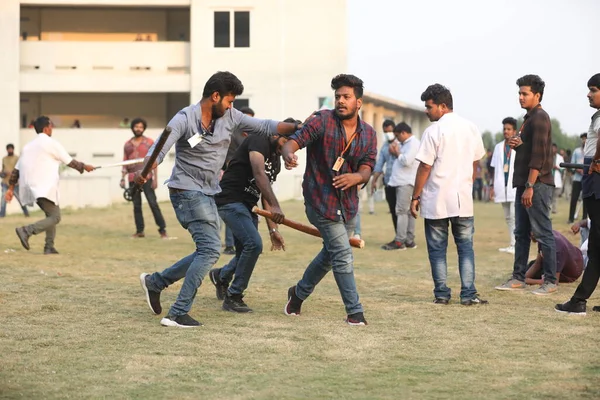 Clashes Indian Collage Students Hyderabad India 6Th March 2022 — Stock Photo, Image