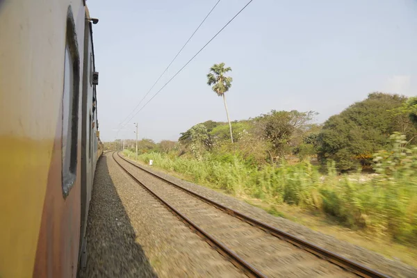 Tåg Resa Genom Landsbygden Hyderabad Indien Mars 2022 — Stockfoto