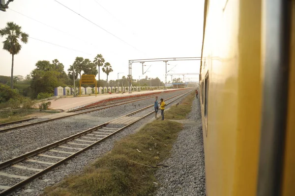 Ταξίδι Τρένο Μέσα Από Την Αγροτική Περιοχή Hyderabad Ινδία Μαρτίου — Φωτογραφία Αρχείου
