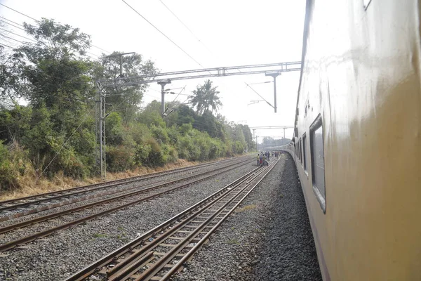 Viaggio Treno Attraverso Area Rurale Hyderabad India Marzo 2022 — Foto Stock