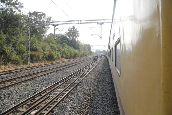 Zugfahrt Durch Ländliche Region Hyderabad Indien März 2022 — Stockfoto