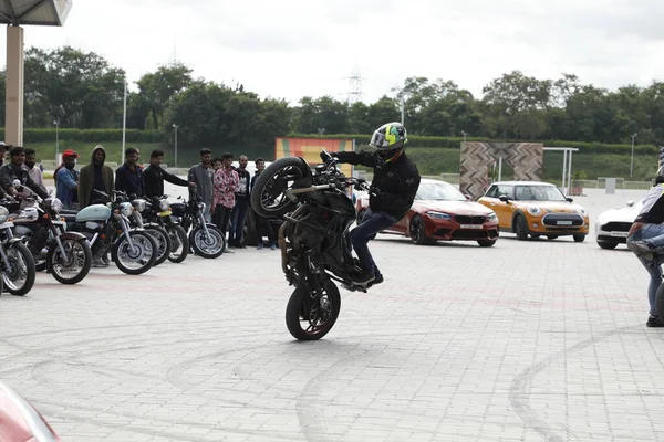 Moto Motociclistas Desfile Show Março 2022 Hyderabad Índia — Fotografia de Stock