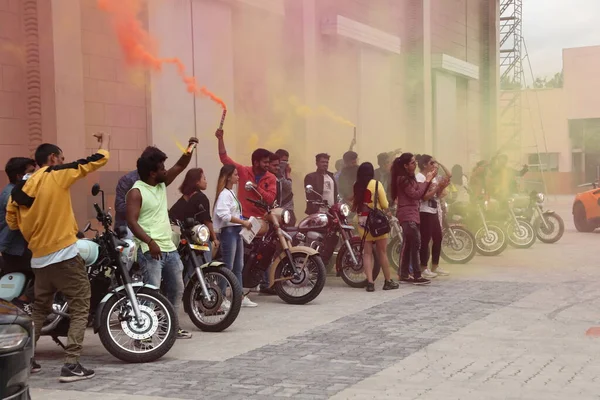 Moto Motociclistas Desfile Show Março 2022 Hyderabad Índia — Fotografia de Stock