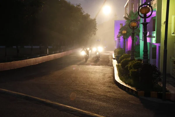 Motorräder Unterwegs Der Nacht — Stockfoto