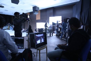 Hyderabad 'daki film ekibi silueti 5 Mart 2022