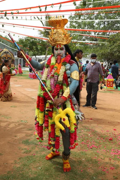 Dançarinos Tradicionais Indianos Getup Carnaval Hyderabad Índia Março 2022 — Fotografia de Stock