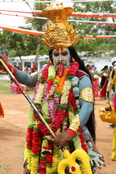 Indiase Traditionele Dansers Een Kostuum Carnaval Hyderabad India Maart 2022 — Stockfoto