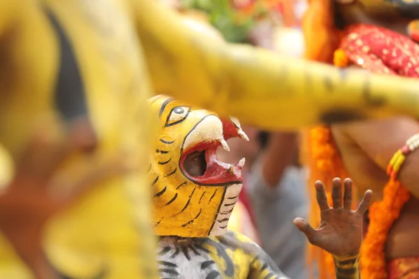 Traditionelle Indische Tänzer Karneval Hyderabad Indien März 2022 — Stockfoto