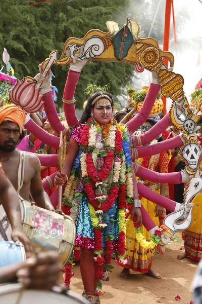 Dançarinos Tradicionais Indianos Getup Hyderabad Índia Março 2022 — Fotografia de Stock