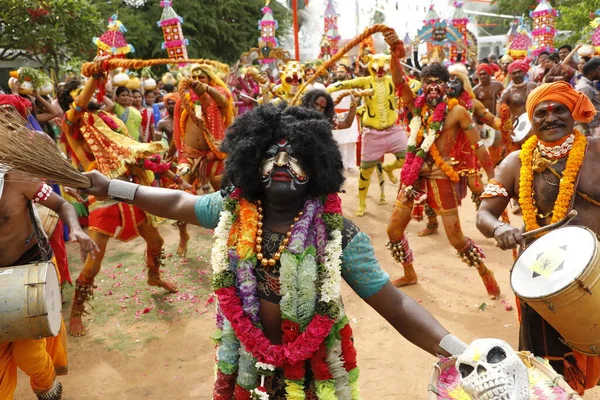 Indické Tradiční Tanečníci Oblečení Karnevalu Hyderabad Indie Března 2022 — Stock fotografie